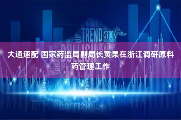 大通速配 国家药监局副局长黄果在浙江调研原料药管理工作