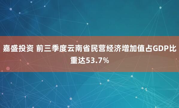 嘉盛投资 前三季度云南省民营经济增加值占GDP比重达53.7%